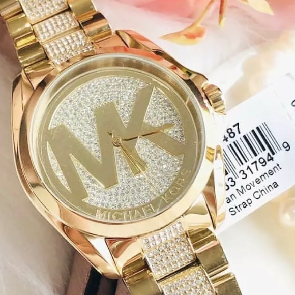 MK6487 With Box&Tags Gold Plated Lab Diamond Watch - Picture 5 of 7